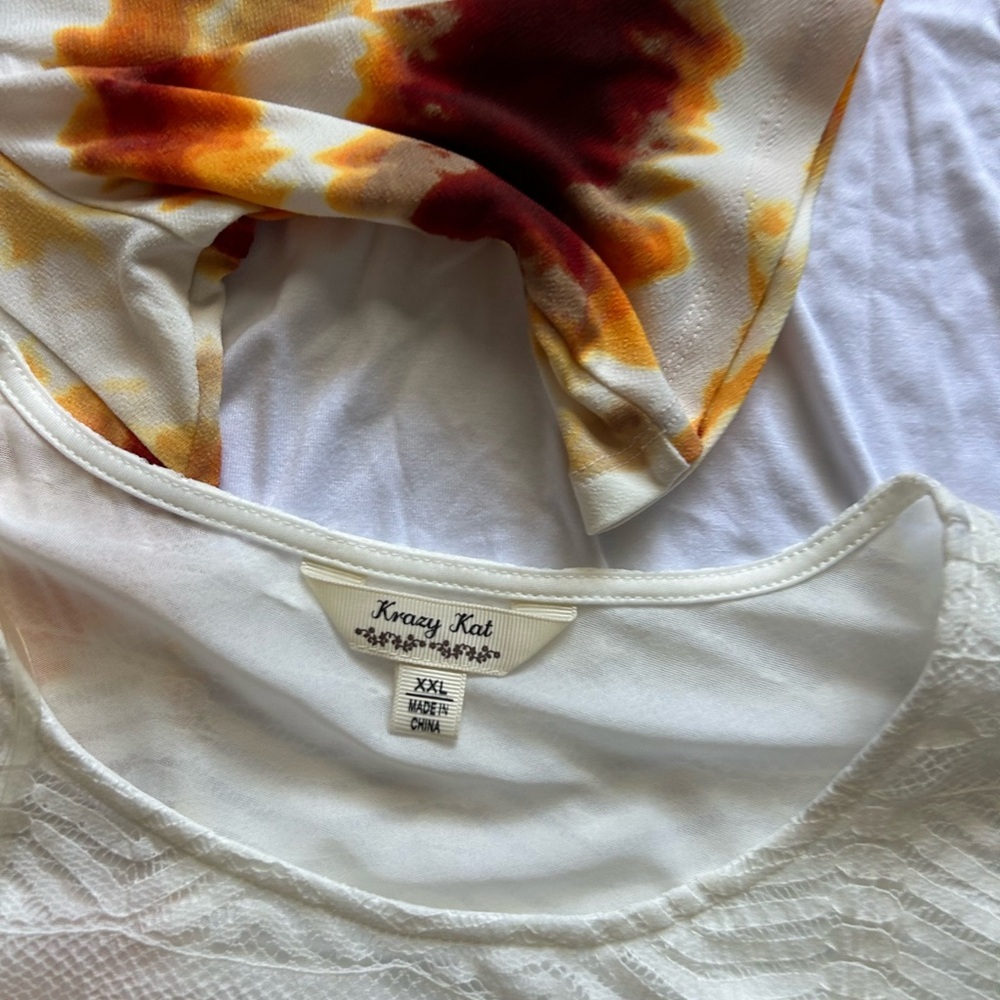 Women’s Blouses in White and Orange Short Sleeve Tops Bundle of Three XXL 2X - Picture 14 of 16